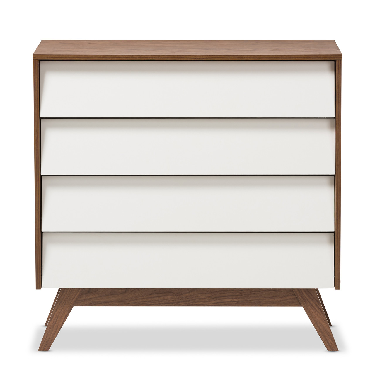 Baxton Studio Hildon Mid Century Modern White and Walnut Wood 4